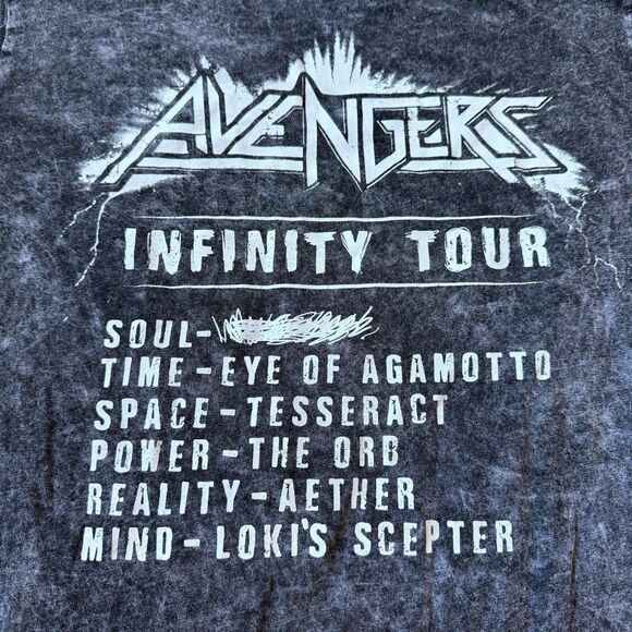 Sz Large Dark Grey Distressed Band Tee featuring Marvel’s Avengers Disney - Picture 6 of 8